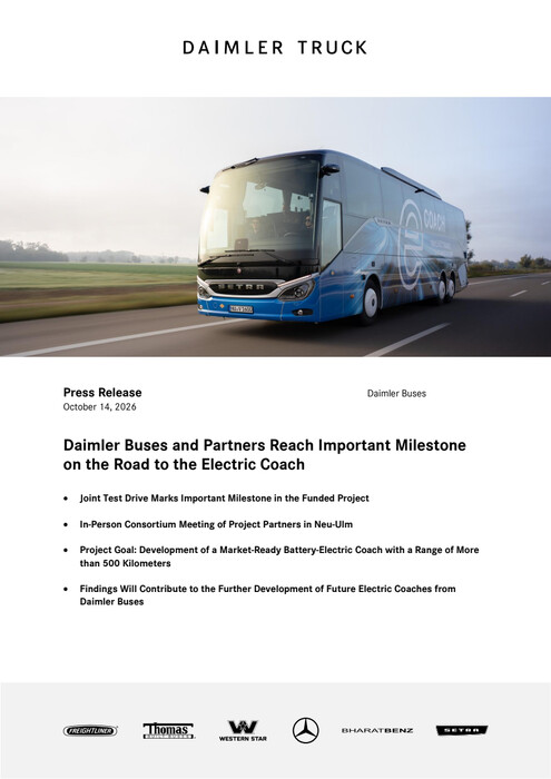 Daimler Buses and Partners Reach Important Milestone on the Road to the Electric Coach