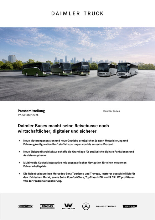 Daimler Buses macht seine Reisebusse noch wirtschaftlicher, digitaler und sicherer