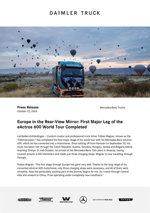 Europe in the Rear-View Mirror: First Major Leg of the eActros 600 World Tour Completed